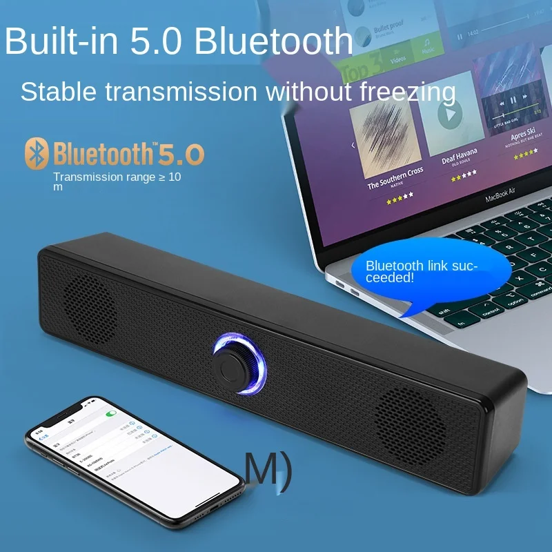

4D Surround Soundbar Bluetooth 5.0 Computer Speakers Wired Stereo Subwoofer Sound Bar for Laptop PC Home Theater TV Aux Speaker