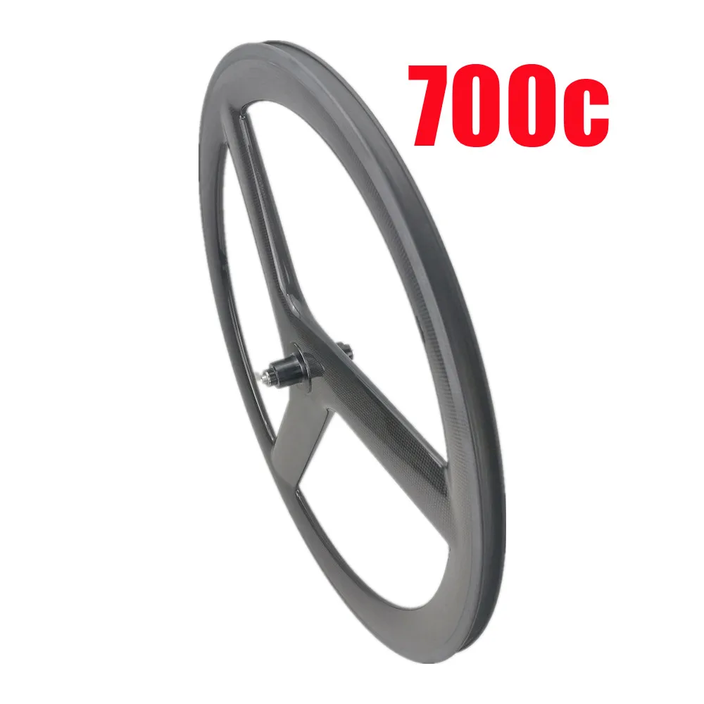 

700C Clincher 50MM Depth 23MM Width Tri Spoke Road Bike Wheel Rim 3Spokes Road Bike Wheel V Brake Edge 3k Glossy