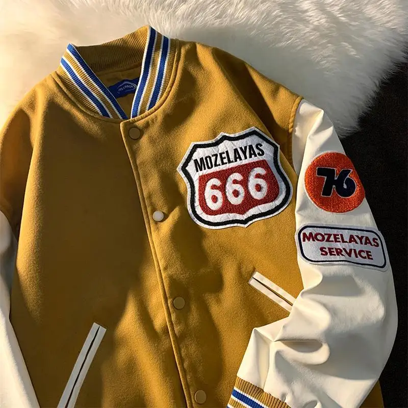 American retro stitching jacket coats women's street hip-hop pilot baseball uniform casual loose plus size couple jackets tops
American retro stitching jacket coats women's street hip-hop pilot baseball uniform casual loose plus size couple jackets tops