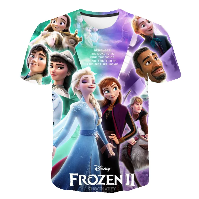 

New Summer Frozen 2 T shirt Anna Elsa Meisje 3D Digital Printing Kleding Tops Frozen Snow Queen Anna Elsa Cartoon Print Shirts