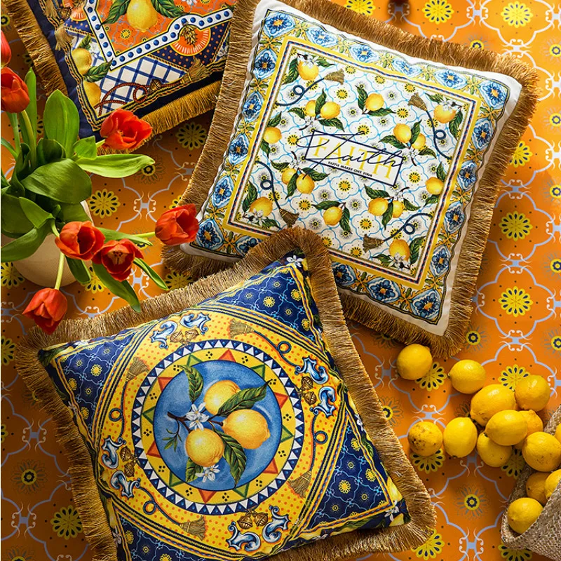 DUNXDECO Cushion Cover Decorative Pillow Case Artistic Antique French Style Yellow Lemon Luxury Velvet Tassel Sofa Chair Coussin
DUNXDECO Cushion Cover Decorative Pillow Case Artistic Antique French Style Yellow Lemon Luxury Velvet Tassel Sofa Chair Coussin