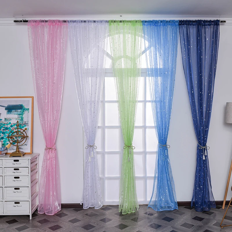 

Wear Rod Pocket Rainbow Curtain Pure Color Tulle Curtain For Living Room Sheer Voile Wedding Decor Modern Bedroom Window Tulle