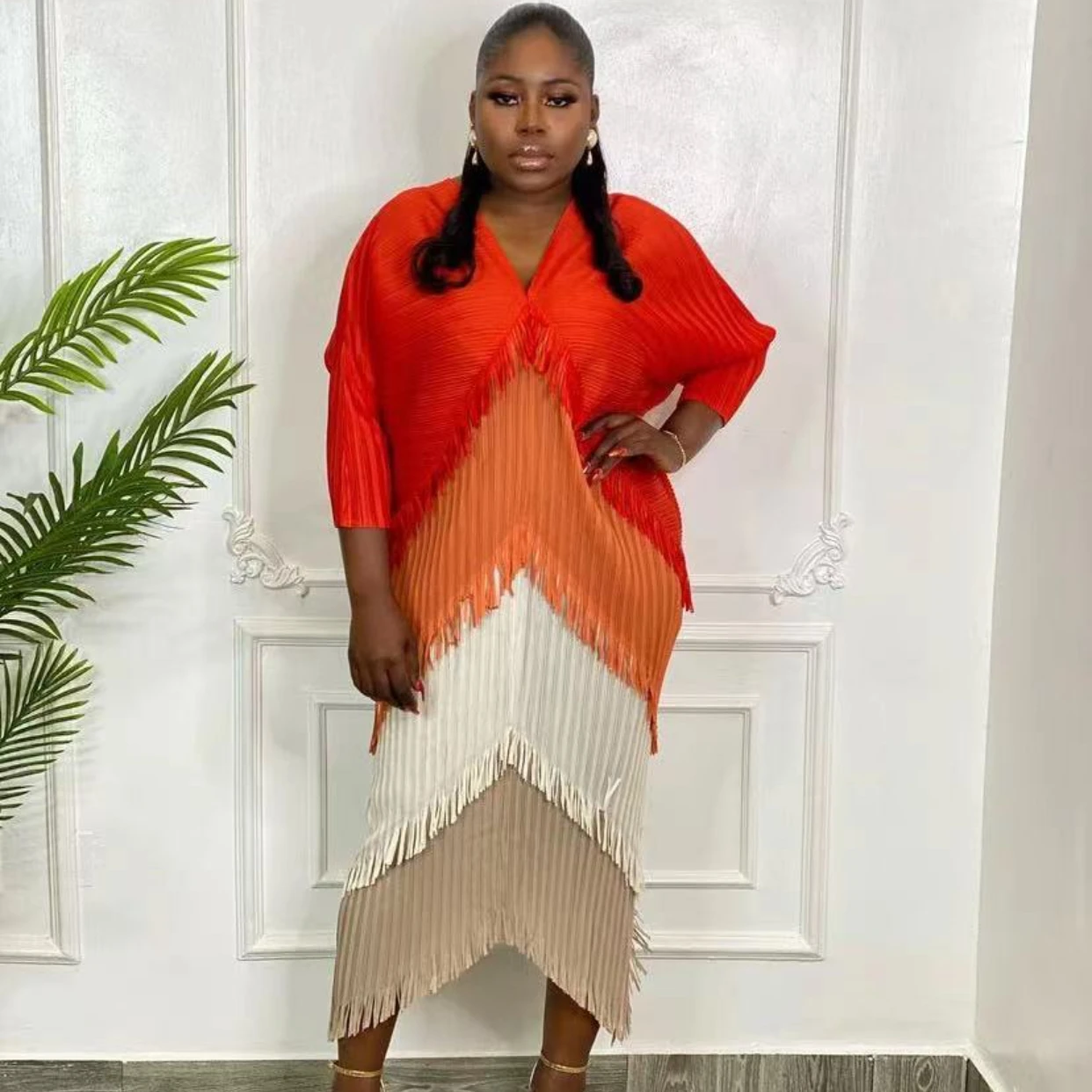YUDX Miyake Pleated Tassel Dress 2023 Spring Contrast Color Bat Sleeve Fishtail Loose Slimming Temperament One-Step Dress Long
YUDX Miyake Pleated Tassel Dress 2023 Spring Contrast Color Bat Sleeve Fishtail Loose Slimming Temperament One-Step Dress Long