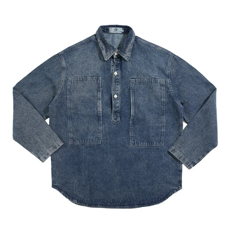 Washed Distressed Denim Long-sleeved Men's Pullover Shirt Street Trend Semi-cardigan Loose Jacket Outdoor Hiking Tooling Coat
Washed Distressed Denim Long-sleeved Men's Pullover Shirt Street Trend Semi-cardigan Loose Jacket Outdoor Hiking Tooling Coat