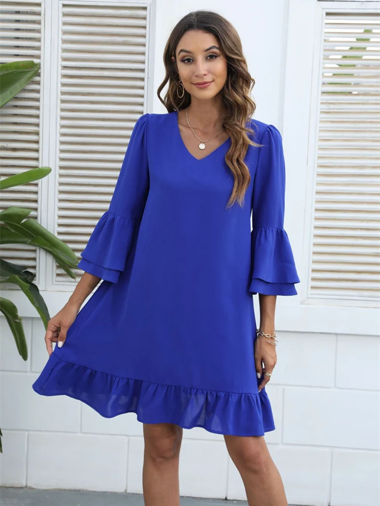 Mandylandy Women Elegant Summer Chiffon Ruffle Dress Fashion Female Long Sleeve V Neck Mini Dress Streetwear
Mandylandy Women Elegant Summer Chiffon Ruffle Dress Fashion Female Long Sleeve V Neck Mini Dress Streetwear