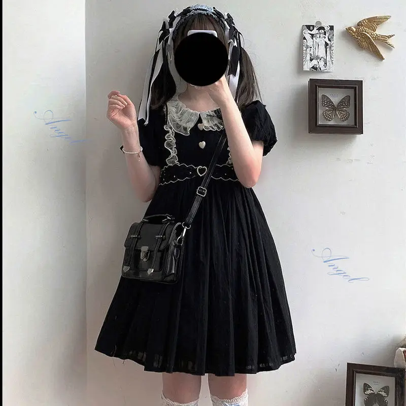 Japan Gothic Vintage Black Lolita Dress Women Sweet Lace Y2k Dresses Girl Cute Peter Pan Collar Puff Short Sleeve Fairy Vestidos
Japan Gothic Vintage Black Lolita Dress Women Sweet Lace Y2k Dresses Girl Cute Peter Pan Collar Puff Short Sleeve Fairy Vestidos