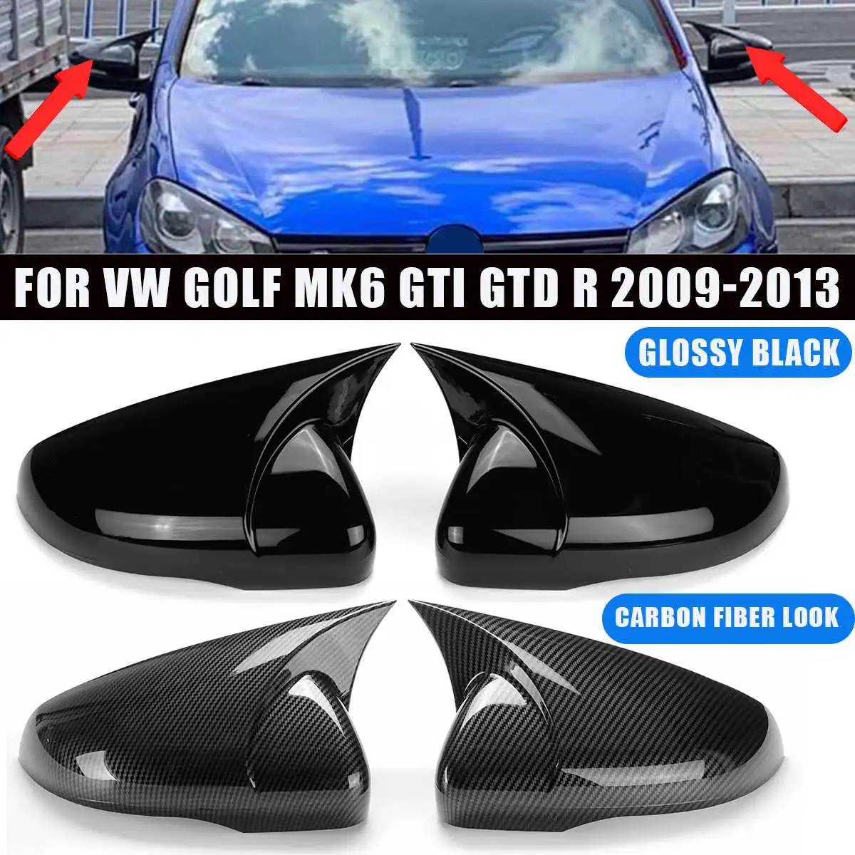

Чехол для бокового зеркала заднего вида, 2 шт, для VW For Volkswagen Golf MK6 GTI GTD R 2009-2013