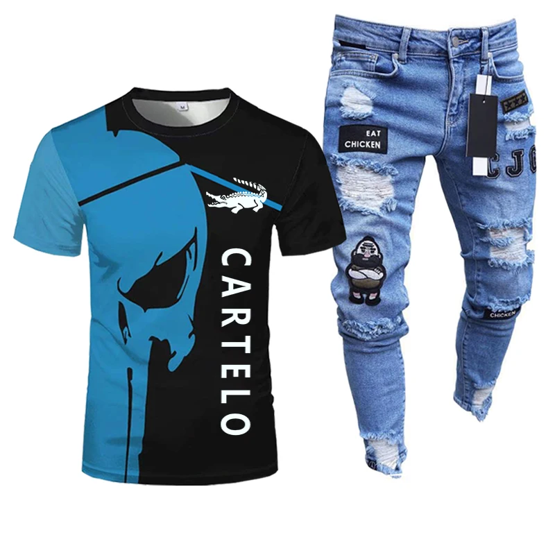 Cartier crocodile leisure sports men's set high quality round neck 3D printed T-shirt Pullover + trend denim pants set
Cartier crocodile leisure sports men's set high quality round neck 3D printed T-shirt Pullover + trend denim pants set