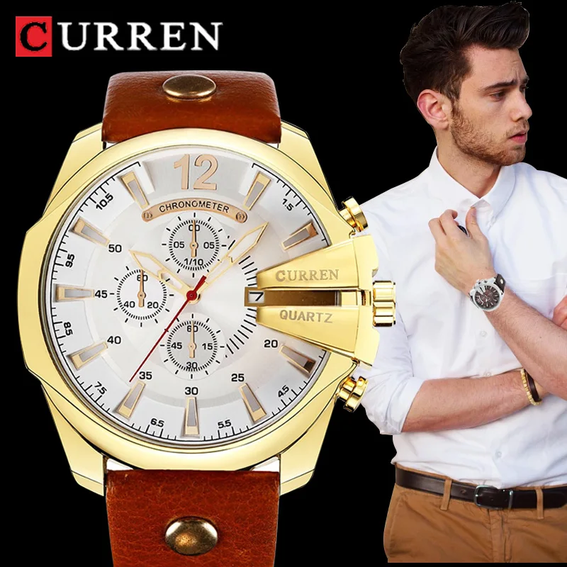 CURREN Men's watches Luxury Brand Modern Design Waterproof Sports Watch For Men Genuine Leather Large Dial Quartz Wristwatches
CURREN Men's watches Luxury Brand Modern Design Waterproof Sports Watch For Men Genuine Leather Large Dial Quartz Wristwatches