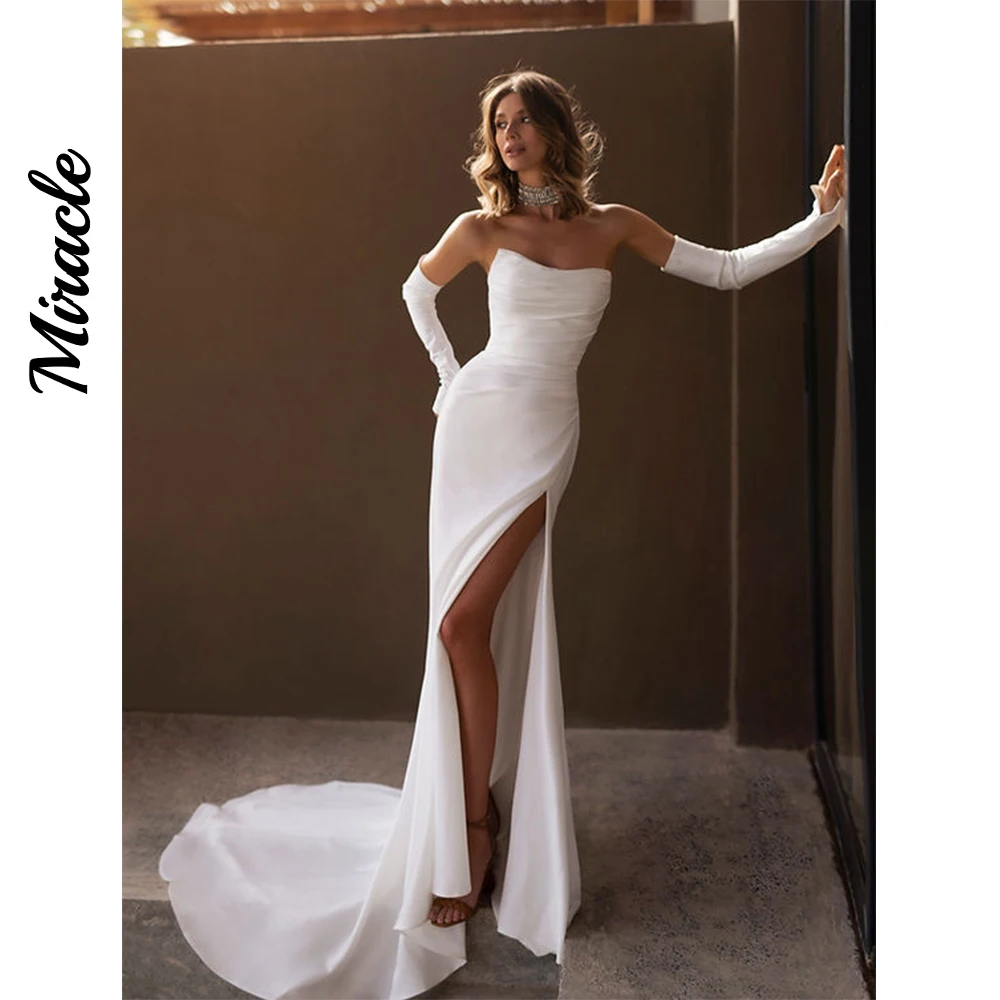 Simple Mermaid Wedding Dresses Boat Neck Womens Dresses Detachable Sleeve Elegant And Pretty Women's Dresses Vestidos Para Mujer
Simple Mermaid Wedding Dresses Boat Neck Womens Dresses Detachable Sleeve Elegant And Pretty Women's Dresses Vestidos Para Mujer