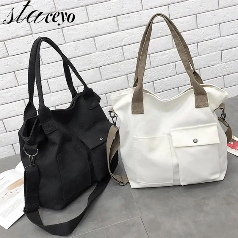 New Trendy Wild Women Casual Large Capacity Shopping Bags Solid Color Canvas Retro Ladies Portable Eco Tote Bags
New Trendy Wild Women Casual Large Capacity Shopping Bags Solid Color Canvas Retro Ladies Portable Eco Tote Bags