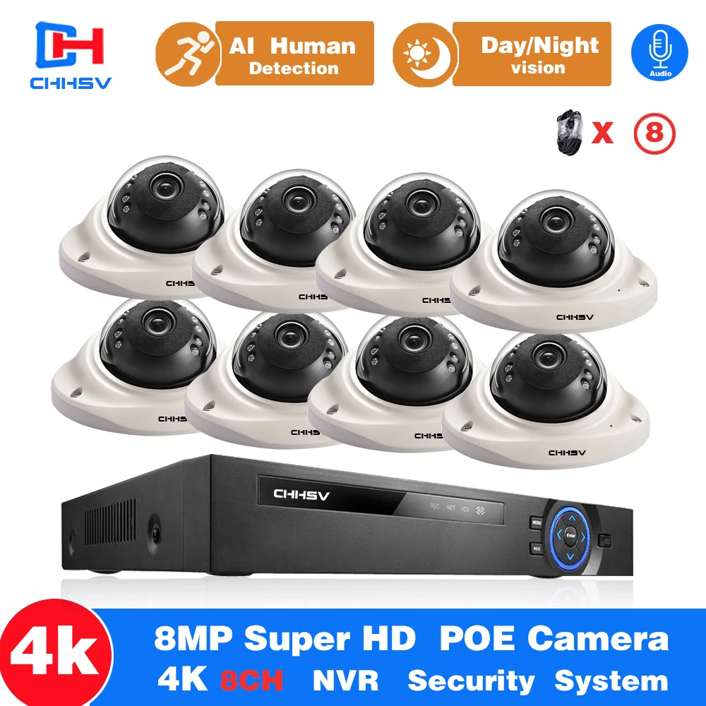 Система видеонаблюдения H.265, 8 каналов, 4K Poe Nvr, наружная водонепроницаемая Ip-камера с записью звука, 8 МП
Система видеонаблюдения H.265, 8 каналов, 4K Poe Nvr, наружная водонепроницаемая Ip-камера с записью звука, 8 МП