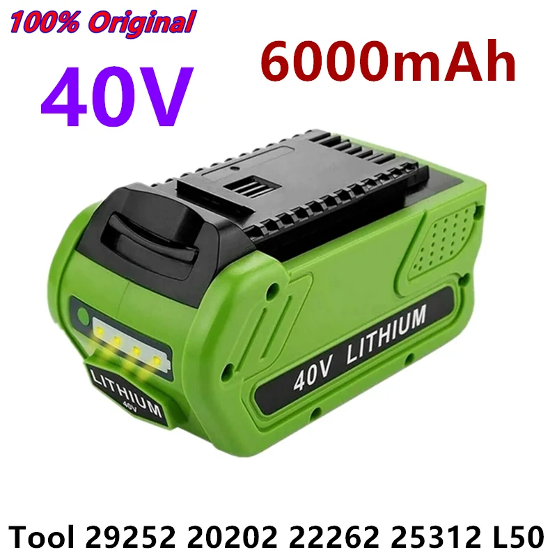 40 в, 6,0 Ач, эрзатор, литиевый аккумулятор для GreenWorks 6000, 29472, 29462, 29252, электроинструмент G-MAX, 20202, 22262, 25312, L50
40 в, 6,0 Ач, эрзатор, литиевый аккумулятор для GreenWorks 6000, 29472, 29462, 29252, электроинструмент G-MAX, 20202, 22262, 25312, L50