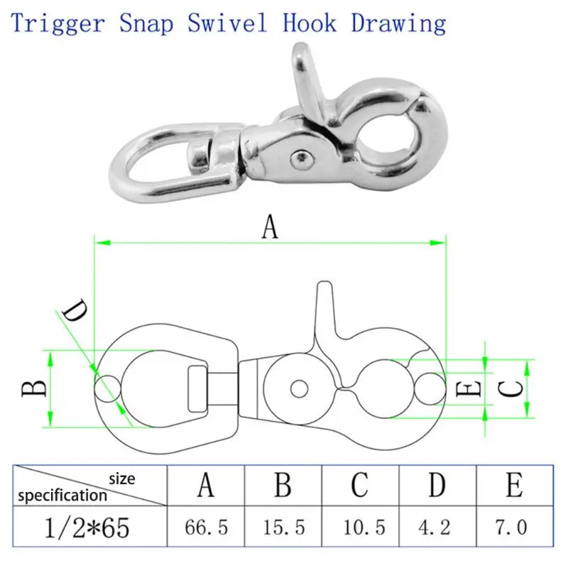 

Scuba Diving Clips Spring Hooks Marine Swivel Snap Hooks Heavy Duty Swivel Lobster Clasps Lanyard Buckles Clip Anti-rust Rowing