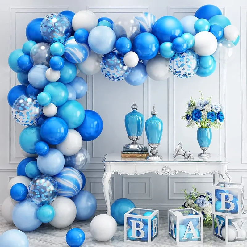 

Синий Macaron воздушные шары-гирлянды с серебряными конфетти шары из латекса для свадьбы дня рождения вечеринки детей Baby Shower