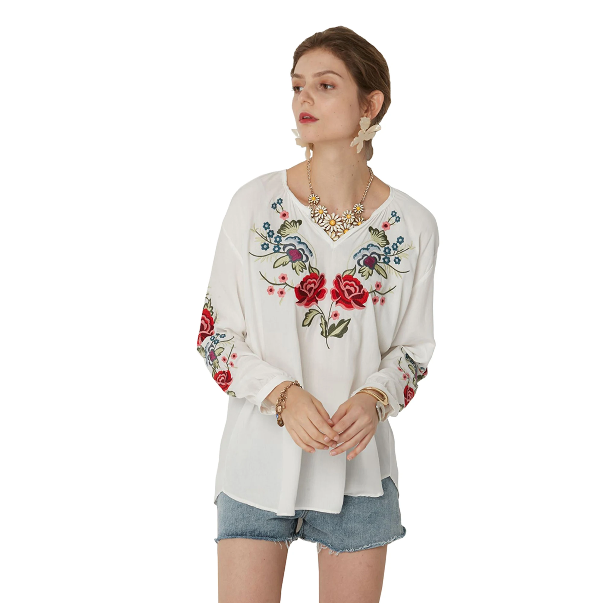 Eaeovni Women's Summer Embroidery Mexican Bohemian Cotton Tops Shirt Tunic Blouses woman tshirts
Eaeovni Women's Summer Embroidery Mexican Bohemian Cotton Tops Shirt Tunic Blouses woman tshirts