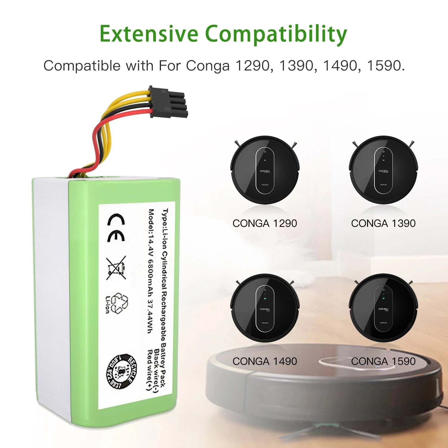 Новый литий-ионный аккумулятор 14,4 В 6800 мАч 2022 для пылесоса Cecotec Conga 1290 1390 1490 1590 Genio deluxe 370 gutrend echo 520
Новый литий-ионный аккумулятор 14,4 В 6800 мАч 2022 для пылесоса Cecotec Conga 1290 1390 1490 1590 Genio deluxe 370 gutrend echo 520