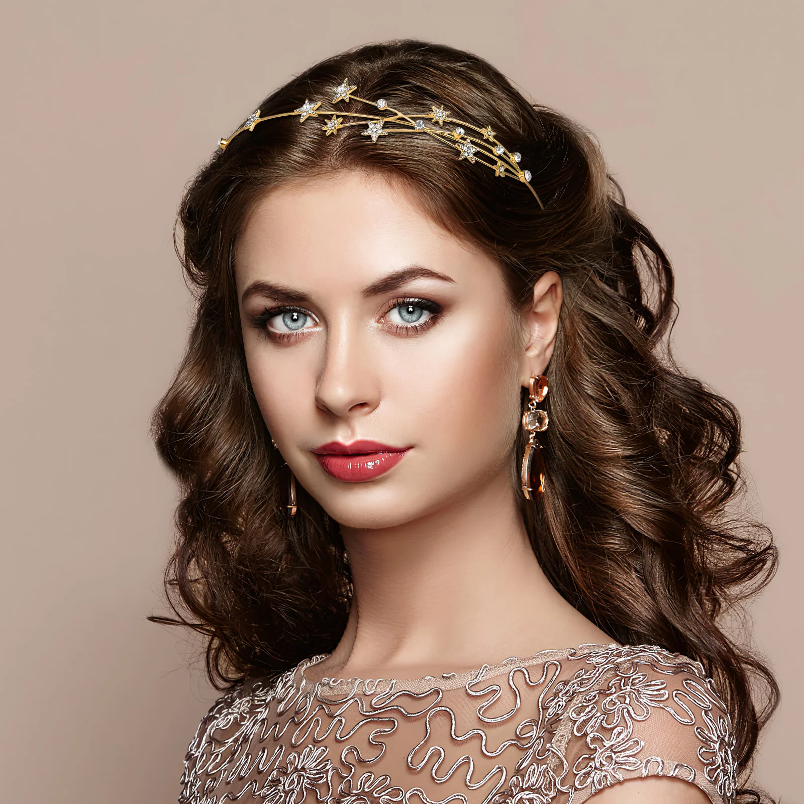 

Headband Hair Accessories Stars Headpiece Headdress Wedding Ladies Crown Rhinestones Bride Tiara Bridal Thin Headbands Women