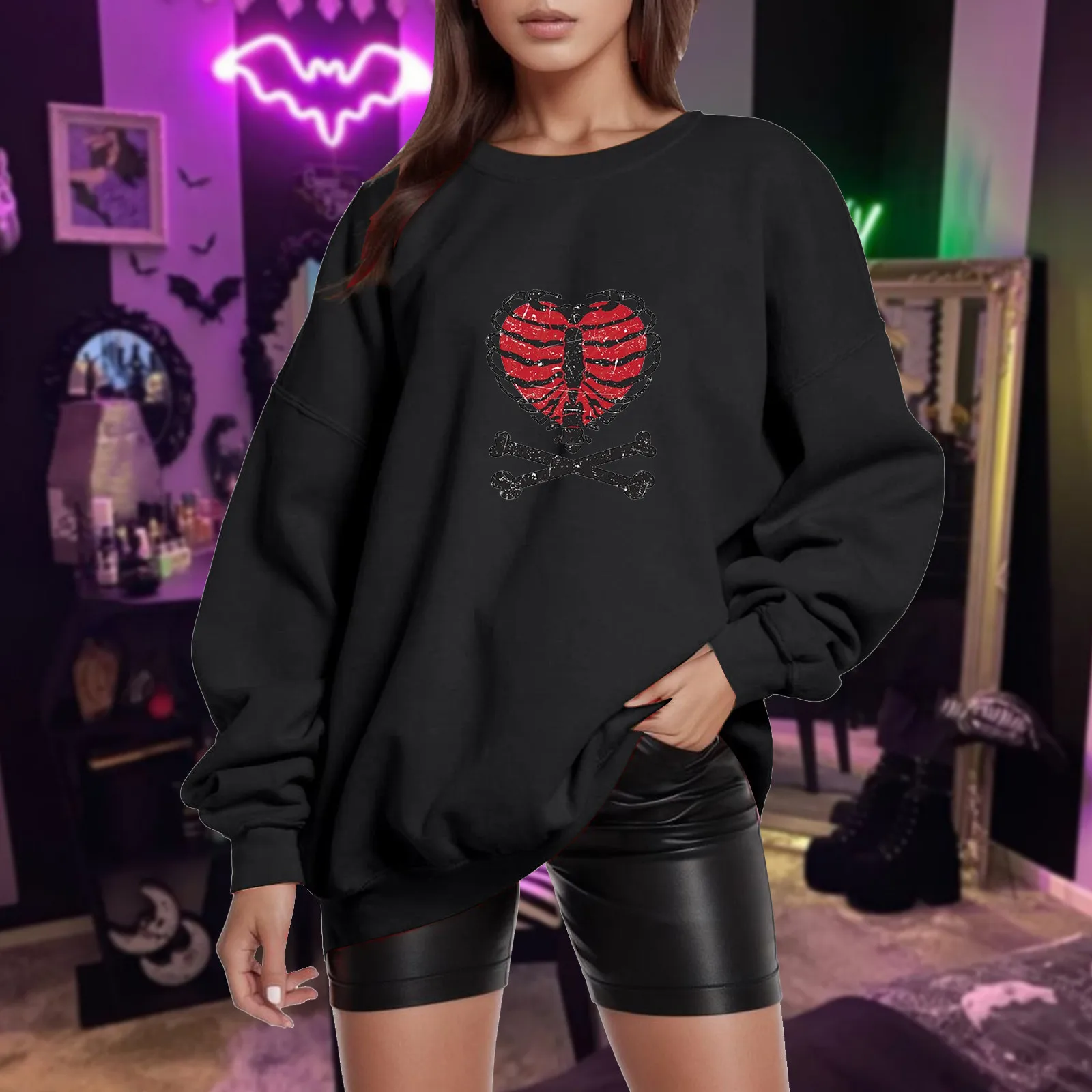 Full Zip Women's Hoodies Women's Halloween Heart Print Round Neck Solid Color Drop Shoulder Sleeve Hoodless Star Blouse
Full Zip Women's Hoodies Women's Halloween Heart Print Round Neck Solid Color Drop Shoulder Sleeve Hoodless Star Blouse