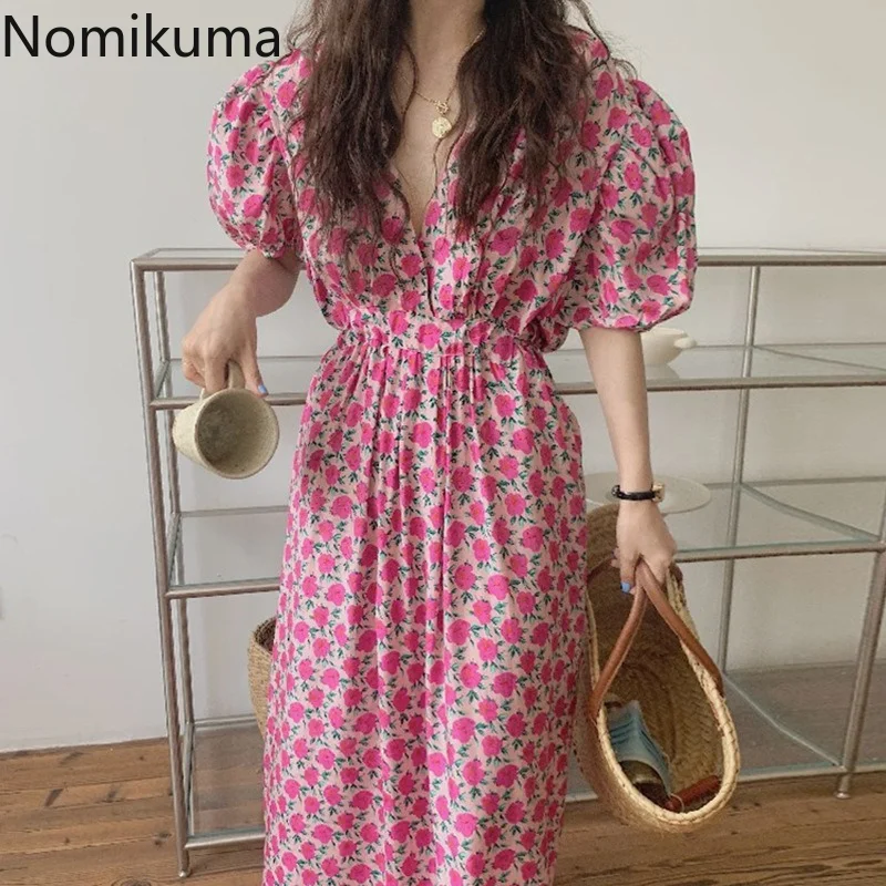 Женское платье Nomikuma с пышными рукавами, приталенная туника на завязках, платье с цветочным принтом для женщин, корейское ретро платье миди
Женское платье Nomikuma с пышными рукавами, приталенная туника на завязках, платье с цветочным принтом для женщин, корейское ретро платье миди