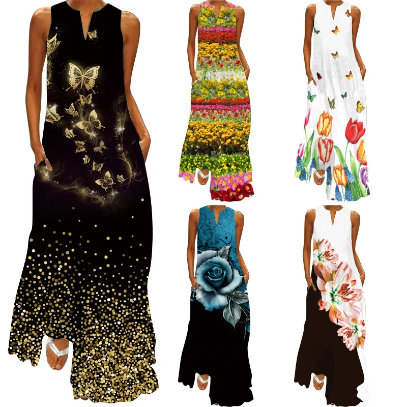 Butterfly Print Elegant Black Dress Women Long Casual Party Dresses Summer Woman Sleeveless Girls Beach Maxi Dress Women S-5XL
Butterfly Print Elegant Black Dress Women Long Casual Party Dresses Summer Woman Sleeveless Girls Beach Maxi Dress Women S-5XL