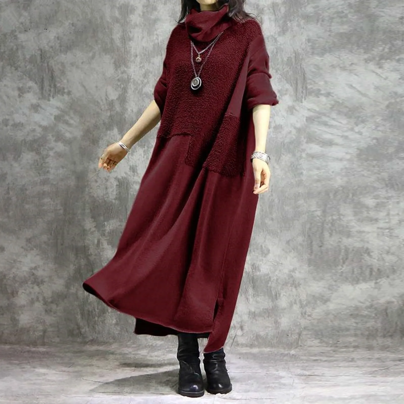 Dress Solid Casual Long Neck Maxi Dress Splice Sleeve Women Swing Big Round Women's Dress Travel Dress for Women
Dress Solid Casual Long Neck Maxi Dress Splice Sleeve Women Swing Big Round Women's Dress Travel Dress for Women