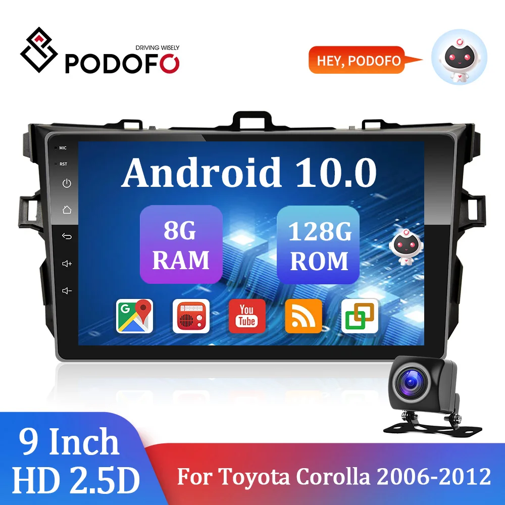 Podofo 2din Android 10,0 автомобильное радио GPS Навигация Аудио WIFI 9 ''HD 2.5D плеер 8 128G для Toyota Corolla 2006-2012
Podofo 2din Android 10,0 автомобильное радио GPS Навигация Аудио WIFI 9 ''HD 2.5D плеер 8 128G для Toyota Corolla 2006-2012