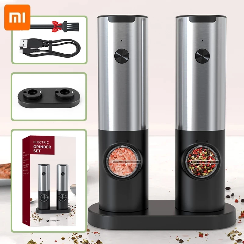 Xiaomi Rechargeable Electric Salt And Pepper Grinder Set With Charging Base Stainless Steel Automatic Salt Spice Grinder Pepper
Xiaomi Rechargeable Electric Salt And Pepper Grinder Set With Charging Base Stainless Steel Automatic Salt Spice Grinder Pepper