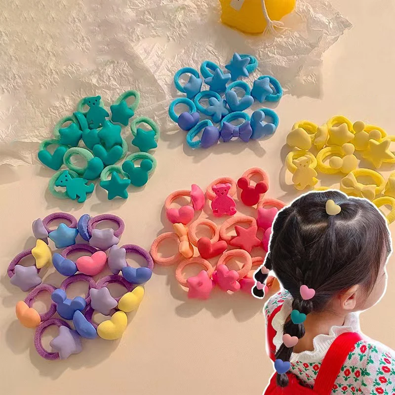 

Lovely Thumb Hair Ropes Baby Girls Colorful Star Bowknot Rubber Bands Ponytail Holder Scrunchie Baby Headdress