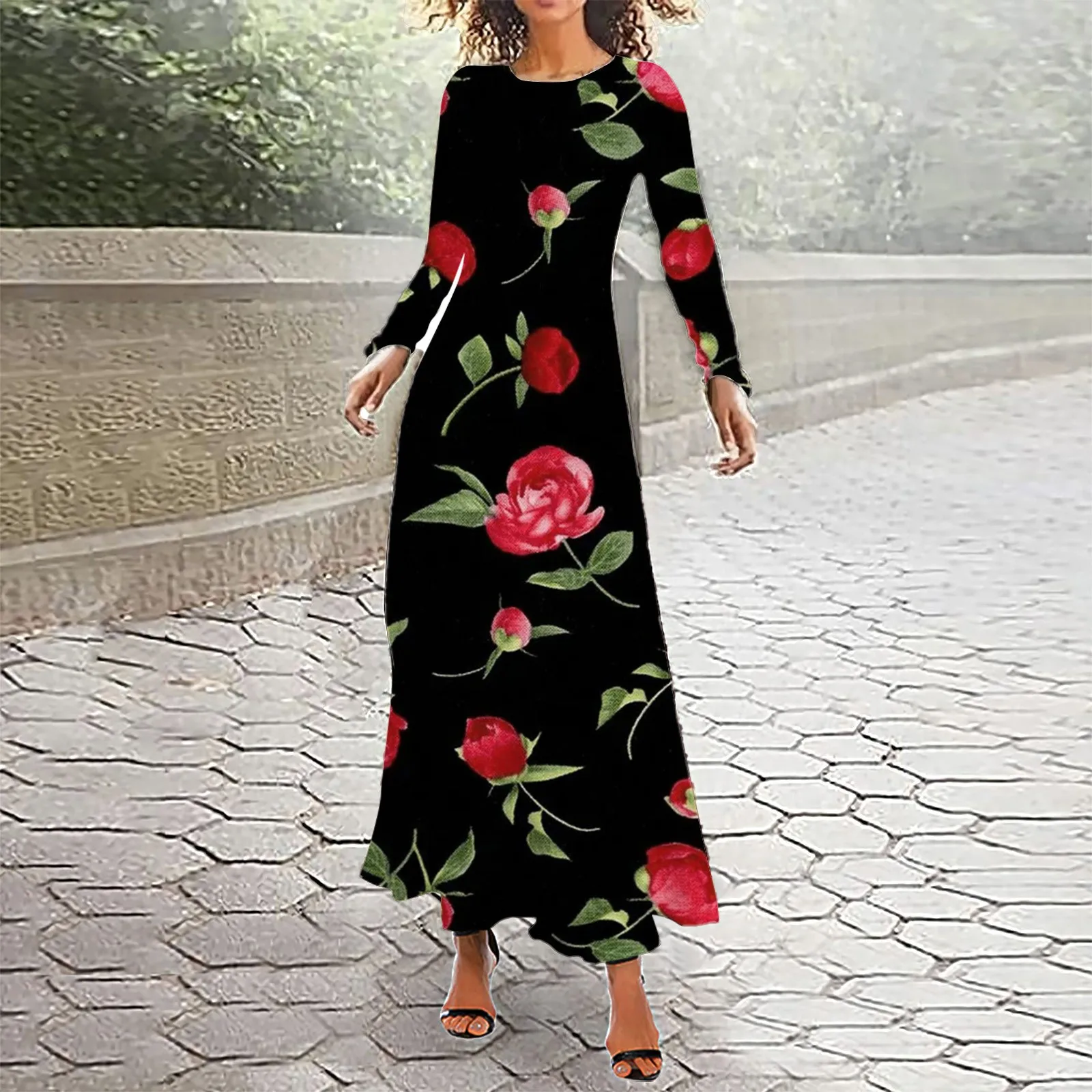 Women Casual Long Sleeve Crew Neck Flower Printed Loose Long Dress Boho Beach Long Sundress Evening Dress Vestidos Mujer Robes
Women Casual Long Sleeve Crew Neck Flower Printed Loose Long Dress Boho Beach Long Sundress Evening Dress Vestidos Mujer Robes