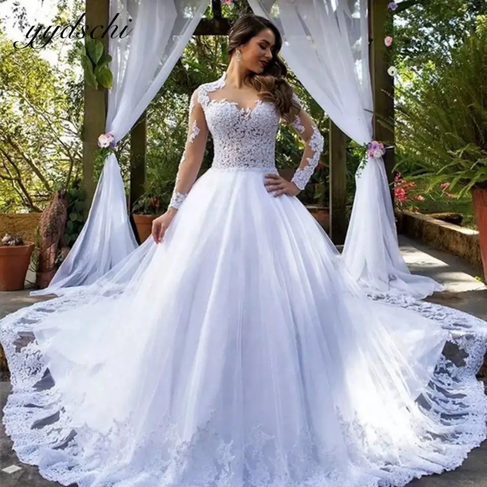 Princess Tulle Illusion Wedding Dresses 2022 Elegant Long Sleeves Lace Appliques Bridal Dress For Women Vestido De Noiva
Princess Tulle Illusion Wedding Dresses 2022 Elegant Long Sleeves Lace Appliques Bridal Dress For Women Vestido De Noiva
