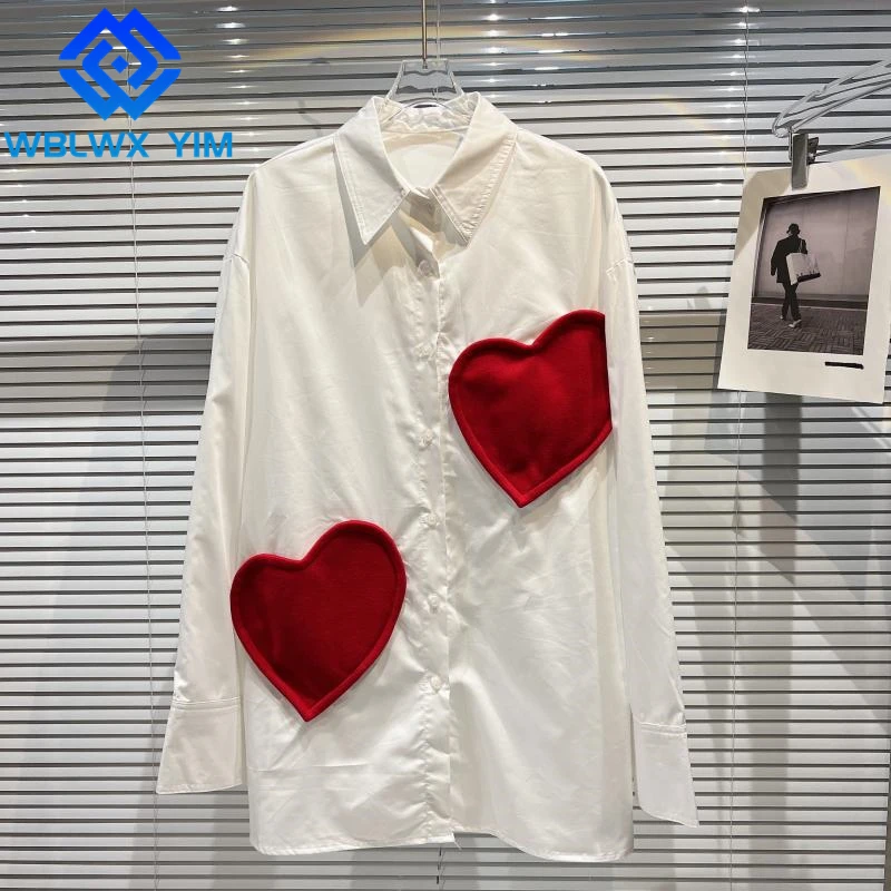 Spring Casual Womens Tops and Blouses Lapel Long Sleeve Fashion Velvet Heart Shaped Splicing Shirt Female Loose Long Chic Shirts
Spring Casual Womens Tops and Blouses Lapel Long Sleeve Fashion Velvet Heart Shaped Splicing Shirt Female Loose Long Chic Shirts
