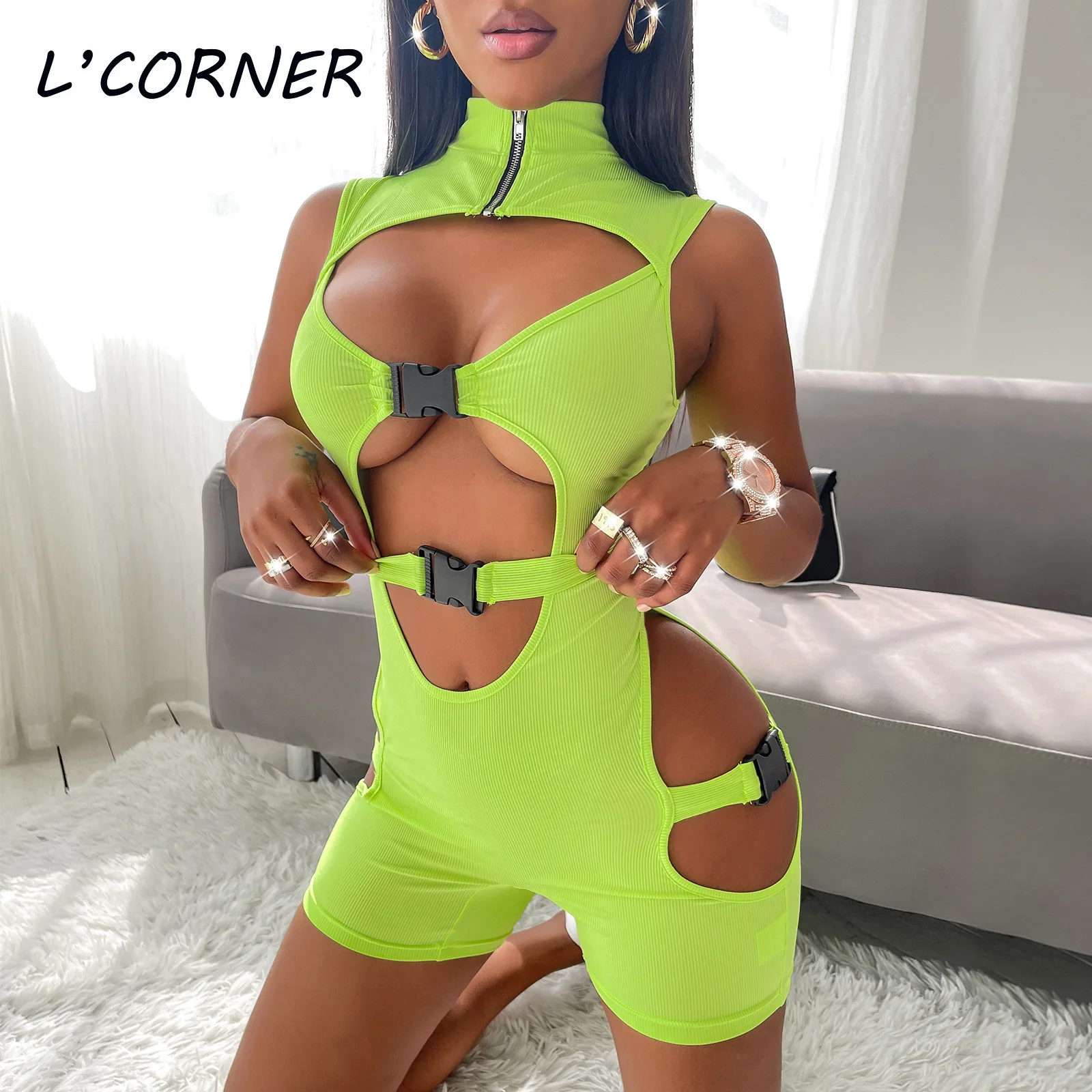 Neon Green Summer One Piece Bodycon Rompers Sexy Hollow Out Club Jumpsuit Women Sleeveless Skinny Playsuits Fashion Outffits
Neon Green Summer One Piece Bodycon Rompers Sexy Hollow Out Club Jumpsuit Women Sleeveless Skinny Playsuits Fashion Outffits
