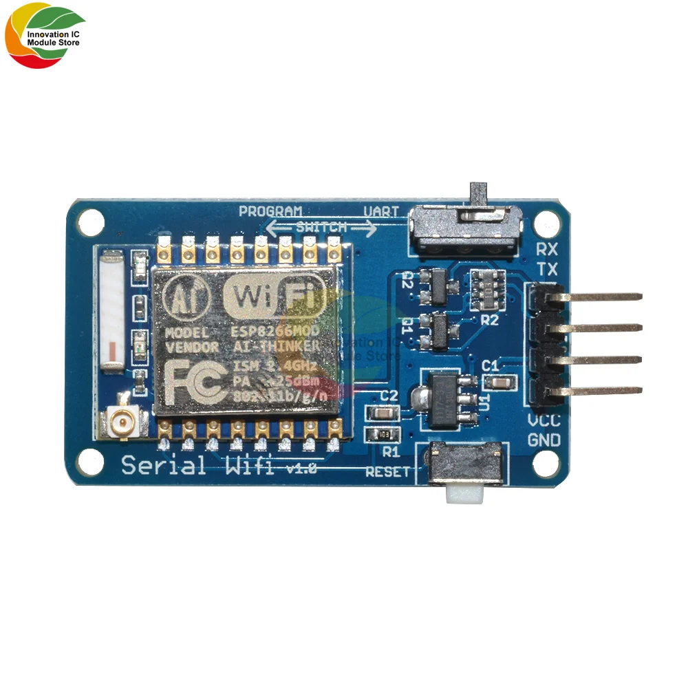 

ESP8266 ESP-07 Serial Wireless WIFI Module V1.0 Transceiver 3.3V 5V 8N1 TTL UART Port Controller for Arduino R3 DC4.5V-5V Module
