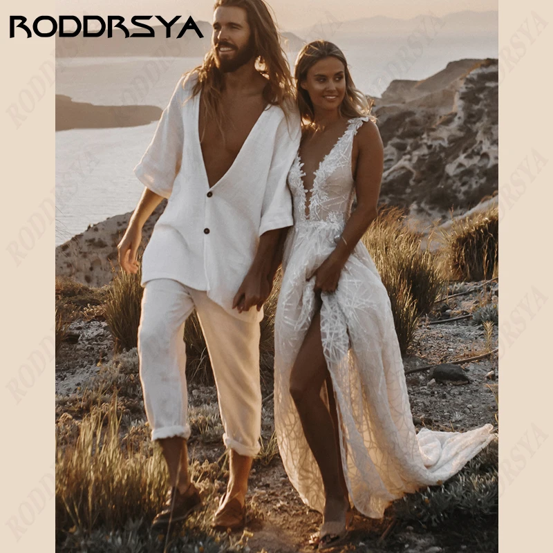 RODDRSYA Deep V-Neck Sleeveless Wedding Dresses For Women Sexy Side Split Tulle Bridal Gowns Illusion Backless Vestido De Novia
RODDRSYA Deep V-Neck Sleeveless Wedding Dresses For Women Sexy Side Split Tulle Bridal Gowns Illusion Backless Vestido De Novia