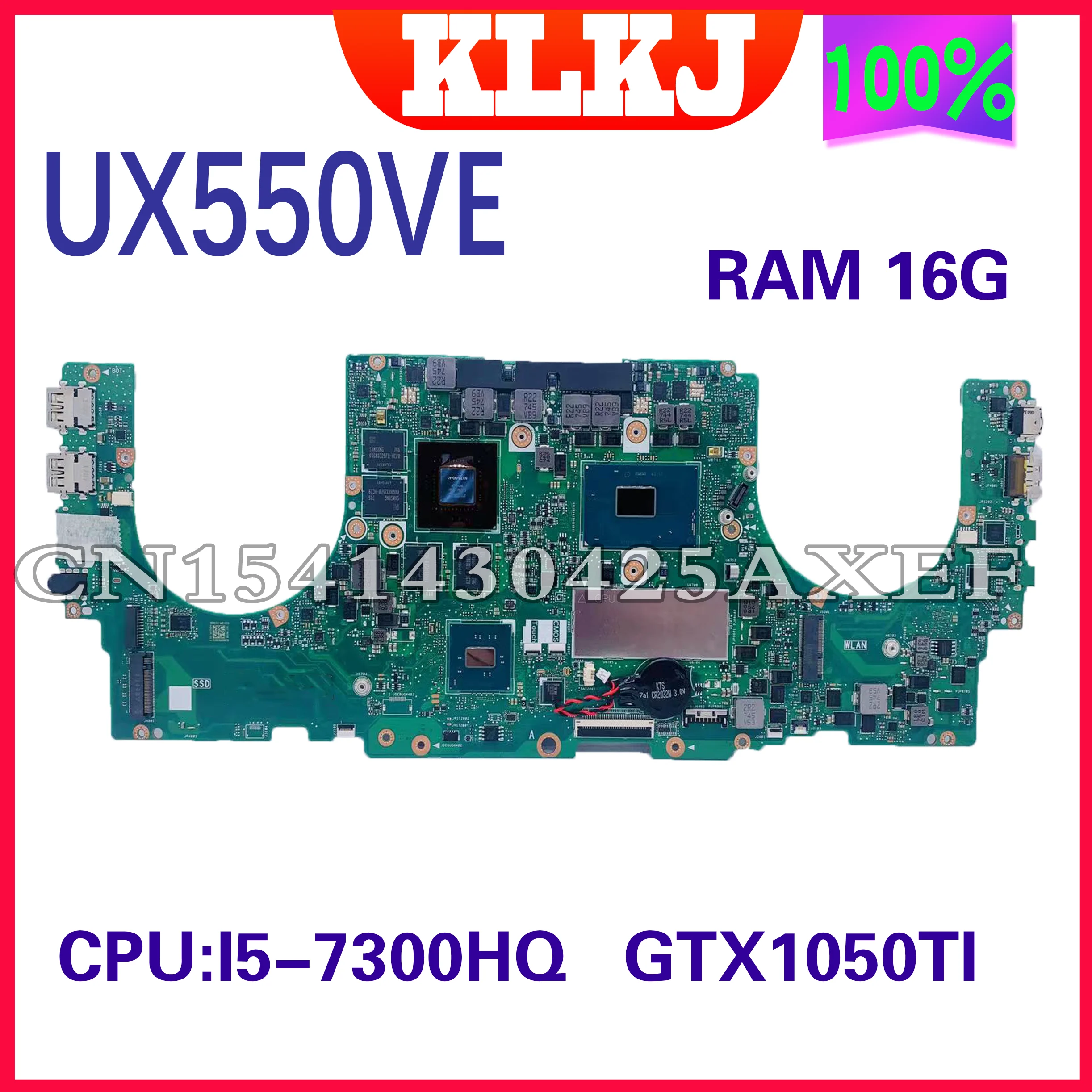 Dinzi UX550VD Laptop Motherboard For ASUS ZenBook Pro UX550V UX550VE UX550VD Mainboard with I5-7300HQ GTX1050ti-4G 16G-RAM
Dinzi UX550VD Laptop Motherboard For ASUS ZenBook Pro UX550V UX550VE UX550VD Mainboard with I5-7300HQ GTX1050ti-4G 16G-RAM