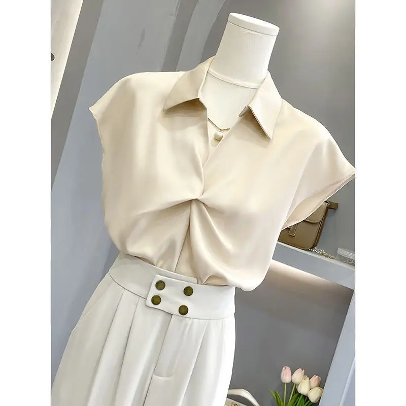 Шифоновая белая рубашка, топы, женская летняя Новинка 2023, тонкая однотонная Свободная блузка с коротким рукавом, простая женская одежда 
Шифоновая белая рубашка, топы, женская летняя Новинка 2023, тонкая однотонная Свободная блузка с коротким рукавом, простая женская одежда