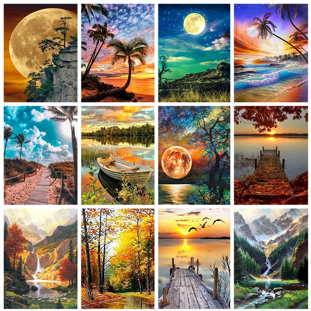 

Miaodu 5D Diamond Painting Landscape Embroidery Cross Stitch Kits Scenery Seaside Mosaic Handmade Needlework Home Decor