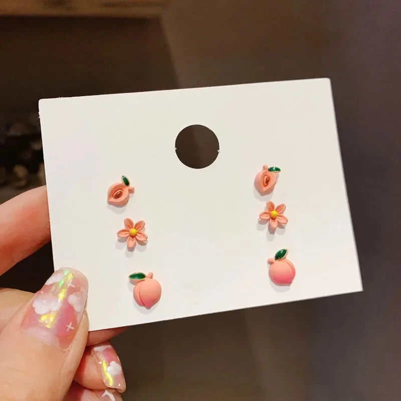 6Pcs/set Mini Heart Flower Butterfly Stud Earrings Set for Women Girl Sweet Cute Peach Fruit Acrylic Resin Earring Party Jewelry
6Pcs/set Mini Heart Flower Butterfly Stud Earrings Set for Women Girl Sweet Cute Peach Fruit Acrylic Resin Earring Party Jewelry