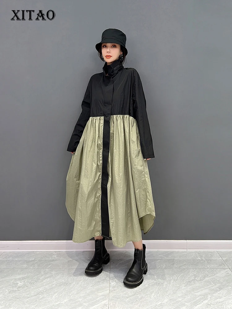 XITAO Casual Hooded Shirt Dress Fashion Loose Irregular Folds Contrast Color Patchwork Hem Autumn New Loose Women Dress WLD13260 
XITAO Casual Hooded Shirt Dress Fashion Loose Irregular Folds Contrast Color Patchwork Hem Autumn New Loose Women Dress WLD13260