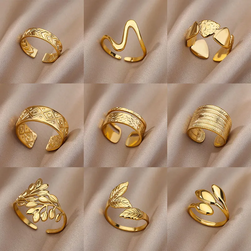 Vintage Geometric Rings For Women Stainless Steel Gold Color Adjustable Rock Ring Aesthetic Wedding Jewelry Gift bijoux femme
Vintage Geometric Rings For Women Stainless Steel Gold Color Adjustable Rock Ring Aesthetic Wedding Jewelry Gift bijoux femme