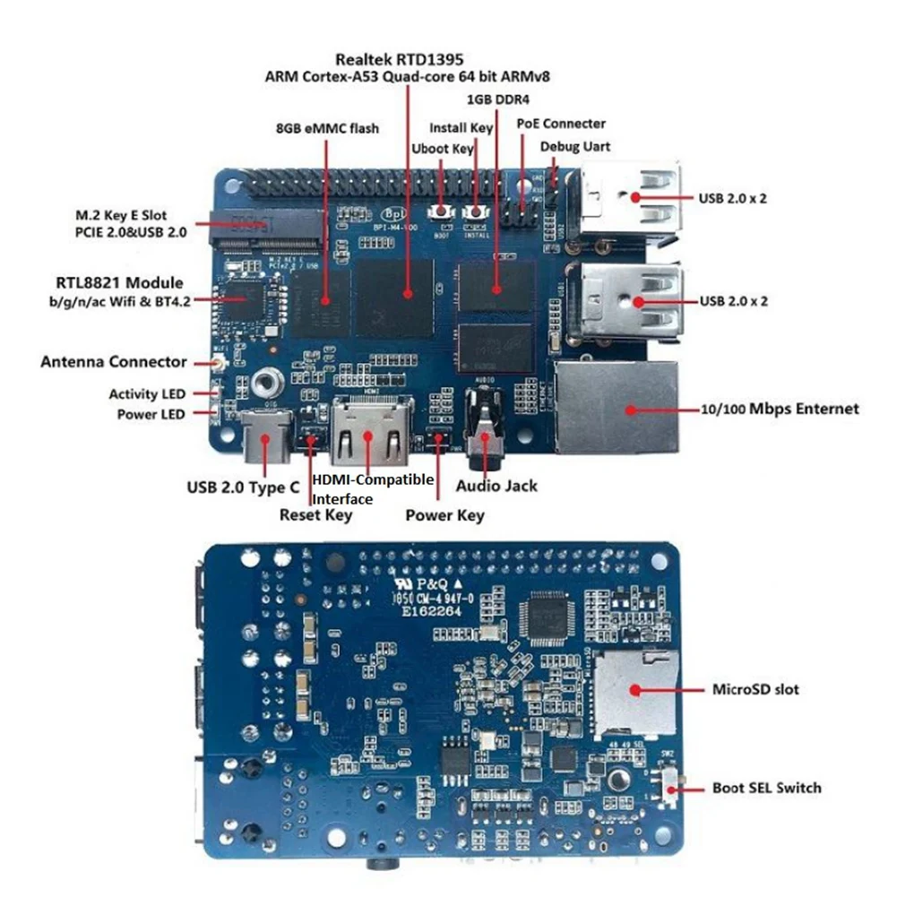 Для бананов, умная плата, 1 ГБ ОЗУ, Realtek RTD1395 ARM, четырехъядерный, 64-разрядная Одиночная материнская плата
Для бананов, умная плата, 1 ГБ ОЗУ, Realtek RTD1395 ARM, четырехъядерный, 64-разрядная Одиночная материнская плата