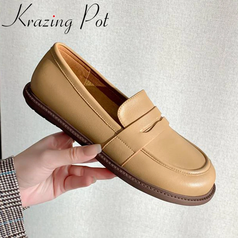 Лоферы Krazing Pot из коровьей спилковой кожи с круглым носком на низком каблуке, туфли для отдыха в стиле преппи, повседневная одежда, универсальные туфли без застежек, на плоской подошве
Лоферы Krazing Pot из коровьей спилковой кожи с круглым носком на низком каблуке, туфли для отдыха в стиле преппи, повседневная одежда, универсальные туфли без застежек, на плоской подошве