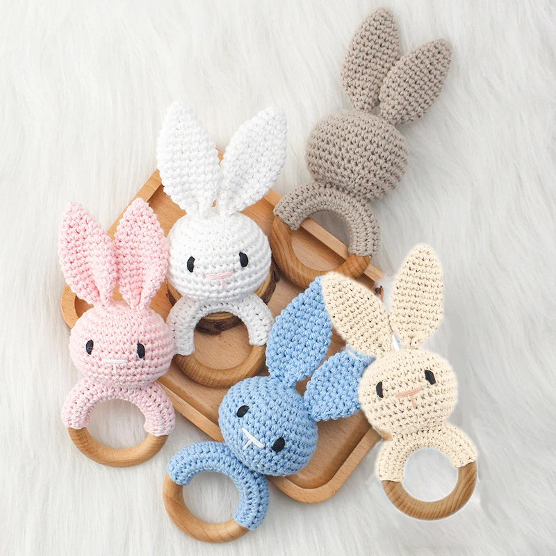 

Baby Rattle Crochet Amigurumi Bunny Rattle Bell Newborn Knitting Gym Toy Educational Teether Baby Mobile Rattle Toy 0-12 Months