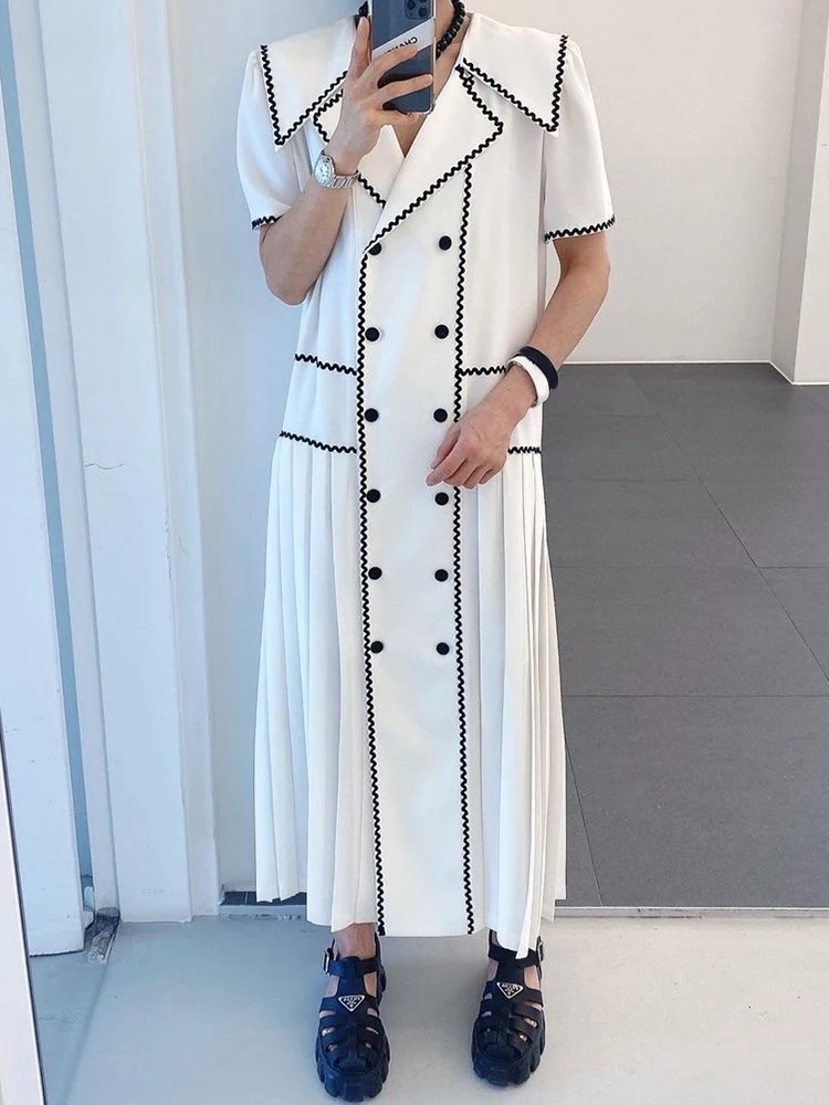Vintage Colorblock Dress For Women V Neck Short Sleeve Patchwork Single Breasted Long Dresses Female 2022 Summer Clothes
Vintage Colorblock Dress For Women V Neck Short Sleeve Patchwork Single Breasted Long Dresses Female 2022 Summer Clothes