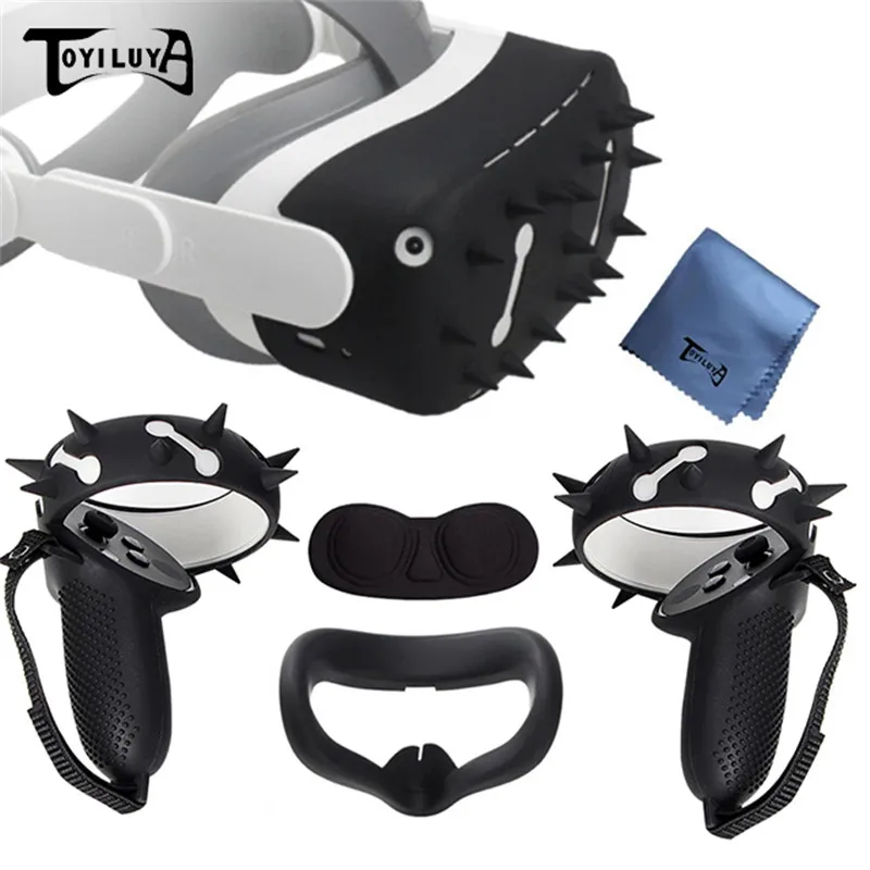 Black Vr Glasses Controller Case Knuckle Strap Headcover Spike Type Silicone Face Front Cover For Oculus Quest2 Full Vr Set
Black Vr Glasses Controller Case Knuckle Strap Headcover Spike Type Silicone Face Front Cover For Oculus Quest2 Full Vr Set
