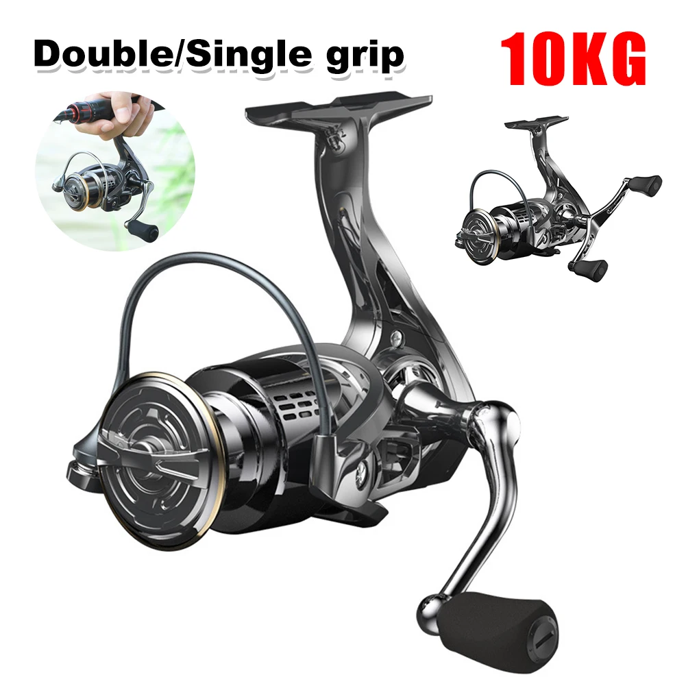 5.2:1 Gear Ratio Spinning Reel 10KG Max Drag Metal Spool Single/Double Grip Fishing Coil for Carp Freshwater Saltwater Tackle
5.2:1 Gear Ratio Spinning Reel 10KG Max Drag Metal Spool Single/Double Grip Fishing Coil for Carp Freshwater Saltwater Tackle