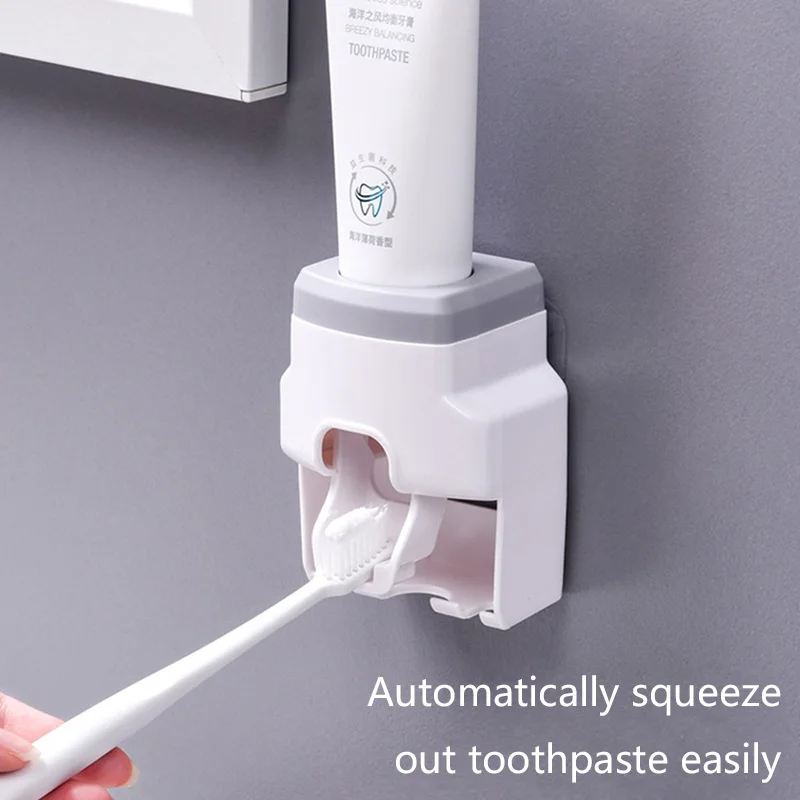 

Toothbrush Holder Set Toothpaste Accessories Set Rolling Automatic Squeezer Family Hygienic Dispenser Wall Mount Stand Bathroom