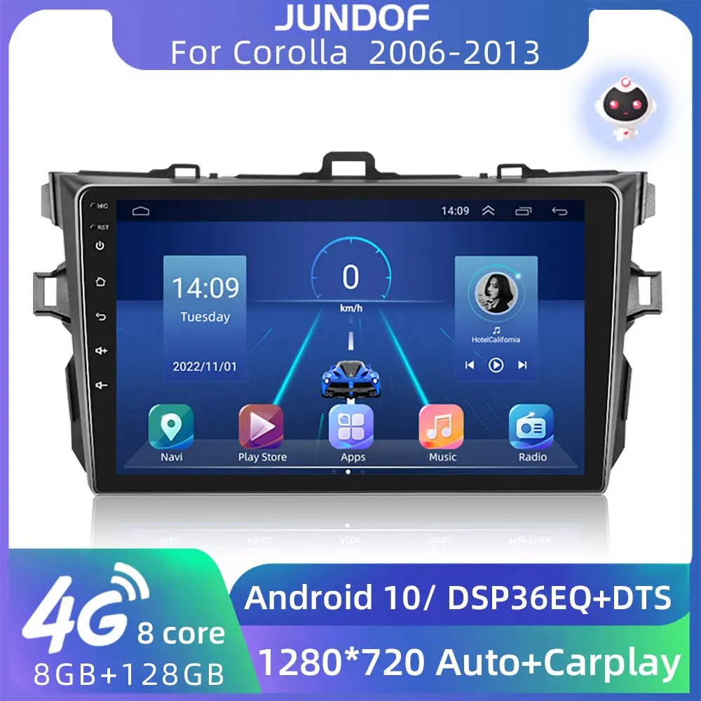 JUNDOF 9-дюймовый Android Carplay 2 Din автомобильный стерео радио для Toyota Corolla 2006-2013