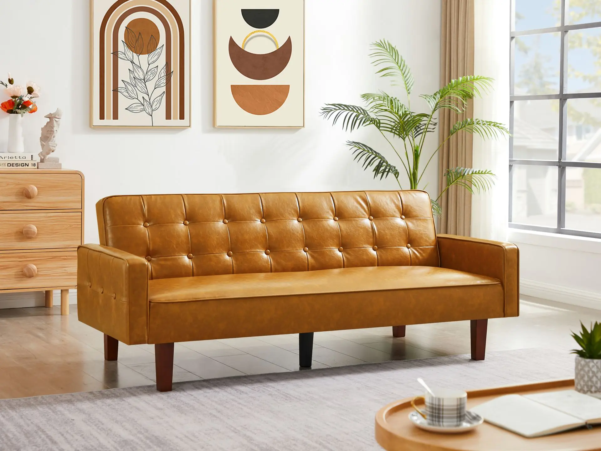 Convertible Double Folding Living Room Sofa Bed, PU Leather, Tufted Buttons,Removable Wooden Feet
Convertible Double Folding Living Room Sofa Bed, PU Leather, Tufted Buttons,Removable Wooden Feet